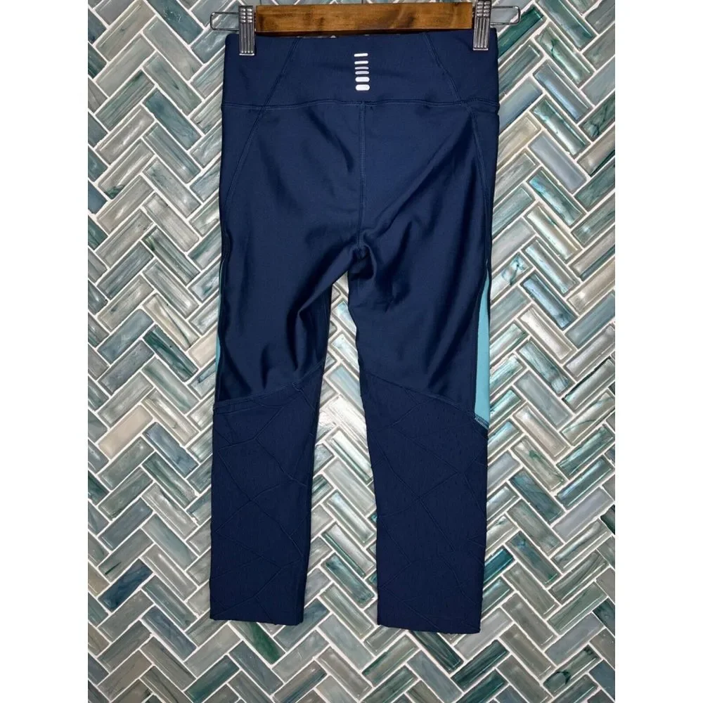 WOMENS UNDER ARMOUR NAVY BLUE HEAT GEAR‎ CAPRI COMPRESSION LEGGINGS PANTS XS